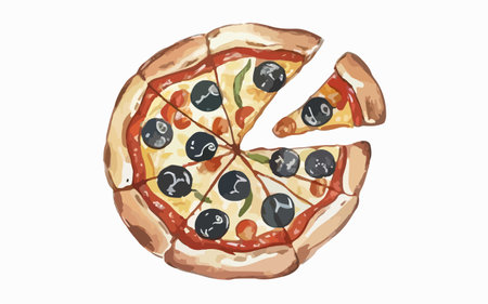 Illustration of a slice of pizza isolated on a white background.のイラスト素材