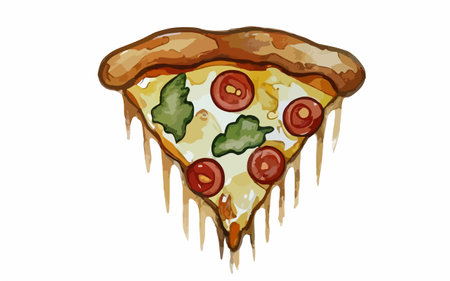 Illustration of a slice of pizza isolated on a white background.のイラスト素材