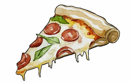 Illustration of a slice of pizza isolated on a white background.のイラスト素材