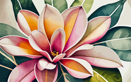 Beautiful flower in the style of watercolor. Vector illustration.のイラスト素材