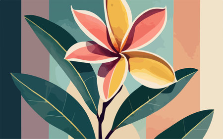 Frangipani flower. Vector illustration in flat design style.のイラスト素材