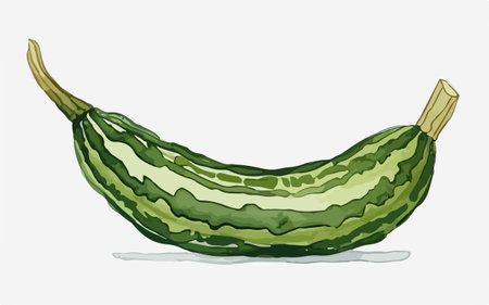 Illustration of a green cucumber isolated on a white background.のイラスト素材