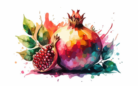 Pomegranate vector illustration. Hand drawn watercolor painting.のイラスト素材