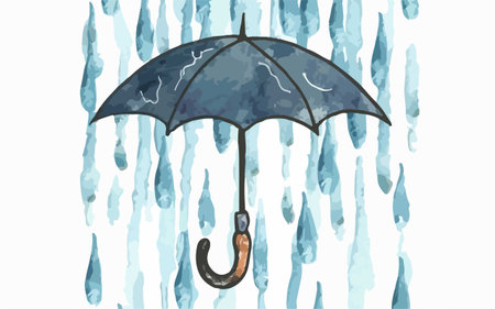 Illustration of an umbrella on a grunge background with rain dropsのイラスト素材