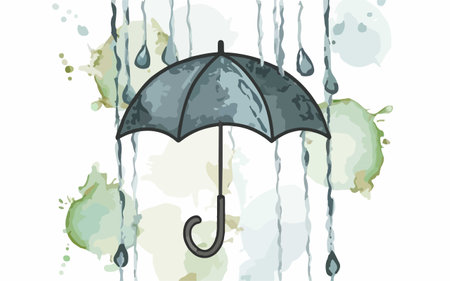 Illustration of an umbrella with watercolors on a white backgroundのイラスト素材
