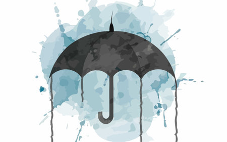 Illustration of an umbrella on a grunge background with splashesのイラスト素材