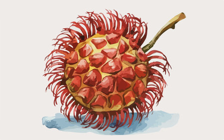 Illustration of a fresh rambutan on a white background.のイラスト素材