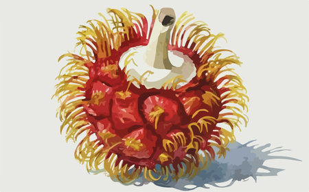 Illustration of a rambutan fruit on a white background.のイラスト素材