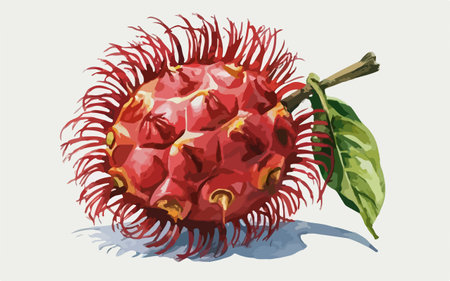 Illustration of a Rambutan fruit on a white background.のイラスト素材