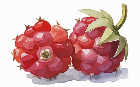 Raspberries on a white background. Vector illustration in watercolor style.のイラスト素材