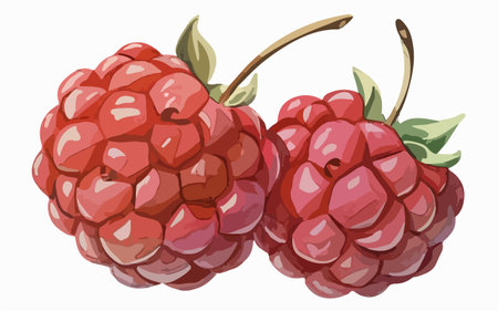 Illustration of a pair of raspberries on a white backgroundのイラスト素材