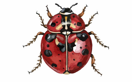 Illustration of a ladybug on a white background, watercolorのイラスト素材