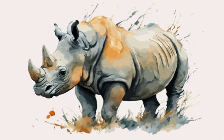 Rhinoceros in watercolor style. Vector illustration for your designのイラスト素材