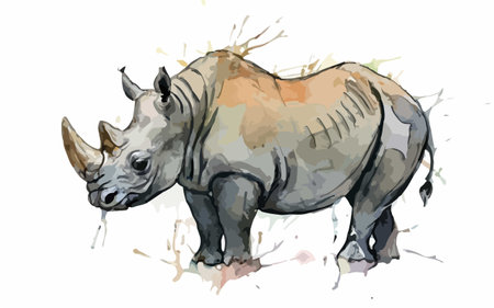 Illustration of a rhinoceros isolated on a white backgroundのイラスト素材