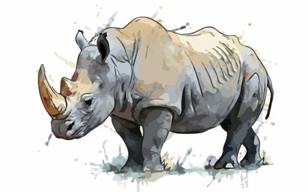 White rhinoceros. Vector illustration of a rhinoceros.のイラスト素材