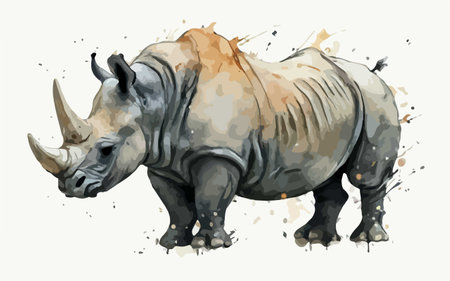 White rhinoceros in watercolor style. Vector illustration.のイラスト素材