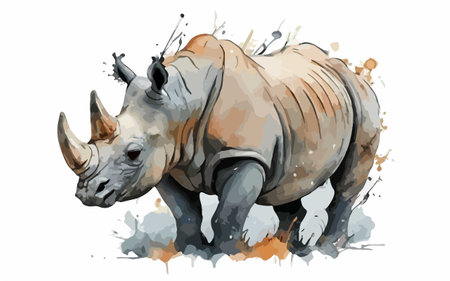 White rhinoceros in watercolor style. Vector illustration.のイラスト素材