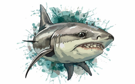 Shark on a watercolor background. Vector illustration of a shark.のイラスト素材