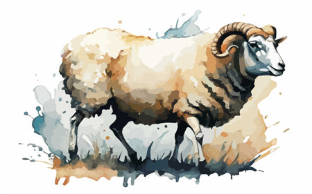 Sheep in watercolor style. Vector illustration for your design.のイラスト素材