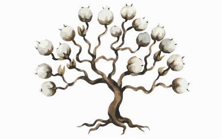 Illustration of a cotton tree on a white background. Vector.のイラスト素材