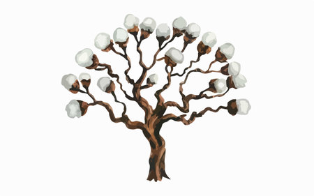 Illustration of a tree with white balls on a white background.のイラスト素材