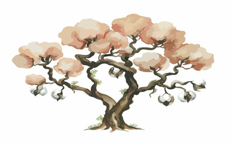 Autumn tree isolated on white background. Watercolor hand drawn illustrationのイラスト素材
