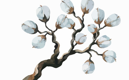 Illustration of a branch of a blooming white magnolia treeのイラスト素材