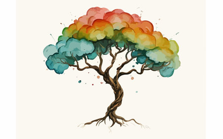 Colorful tree isolated on white background. Vector illustration for your designのイラスト素材