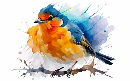 Bird on a white background. Watercolor painting. Vector illustration.のイラスト素材