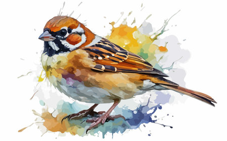 Watercolor illustration of a sparrow. Isolated on a white background.のイラスト素材