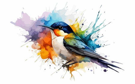 Watercolor vector illustration of a swallow bird on a white background.のイラスト素材