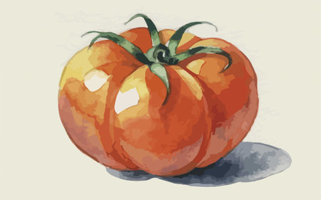 Illustration of a tomato in watercolor style on a white backgroundのイラスト素材
