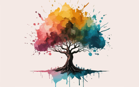 Tree in the watercolor style. Abstract vector background for your design.のイラスト素材