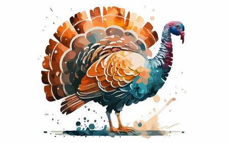 Vector image of a turkey on a white background. Watercolor illustrationのイラスト素材