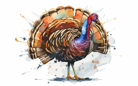Hand drawn vector illustration of a turkey. Isolated on white background.のイラスト素材