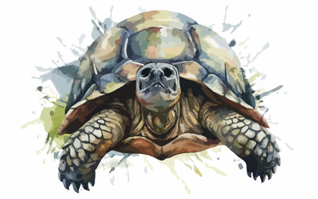 Watercolor illustration of a tortoise in the watercolor style.のイラスト素材