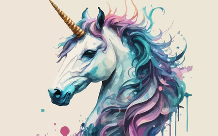 Unicorn head in watercolor style. Vector illustration for your designのイラスト素材