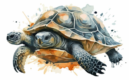 Watercolor drawing of a tortoise. Vector illustration on white background.のイラスト素材