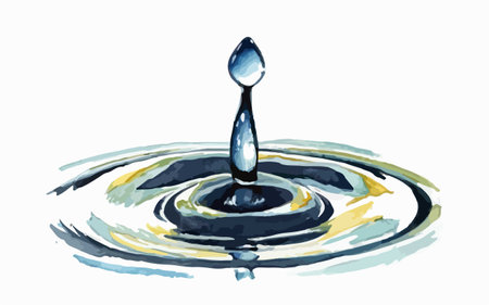 Watercolor illustration of a drop of water on a white background.のイラスト素材