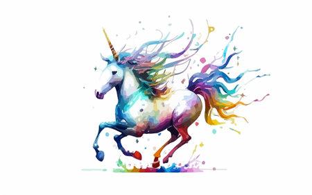 Unicorn. Watercolor painting on white background. Vector illustration.のイラスト素材