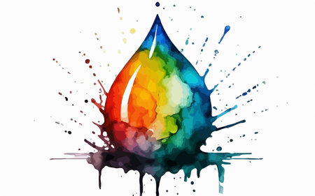 Watercolor drop with splashes on a white background. Vector illustration.のイラスト素材