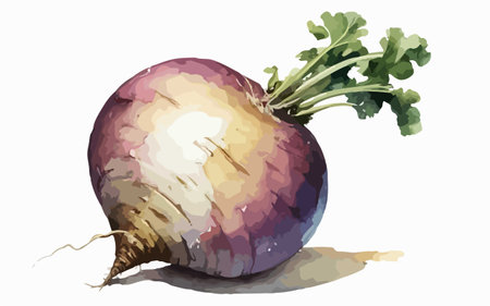 Illustration of a turnip on a white background, vector illustrationのイラスト素材