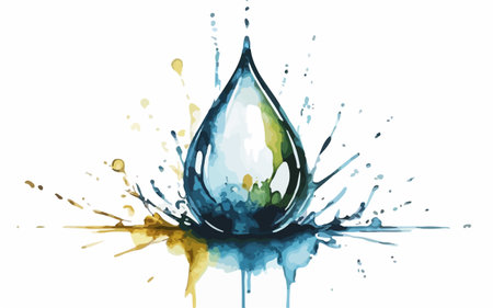 watercolor drop of water on a white background. Vector illustration.のイラスト素材