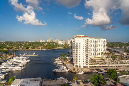 Fort Lauderdale Marina From Above with yachtsの写真素材