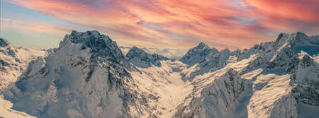 dawn over mountain rocky ridgeの写真素材