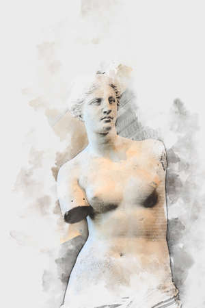 Statue of venus drawing watercolorの写真素材