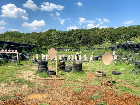 Outdoor Gun Shooting Range with many targets for trainingの写真素材
