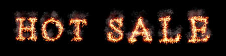Words hot sale burning with fire and smoke, digital art isolated on black backgroundの写真素材