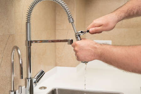 Wrench as a tool for working with plumbing equipmentの写真素材