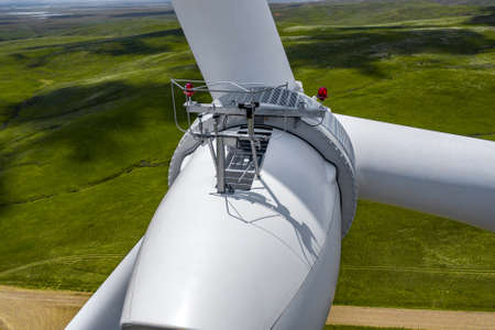 Closeup view of Wind Turbines on Windmill Energy Farmの写真素材